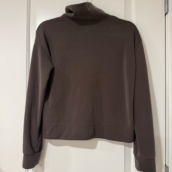 Athleta Espresso Brown Cropped 1/2 Zip Pullover XS Cozy Athleisure - Picture 2 of 7